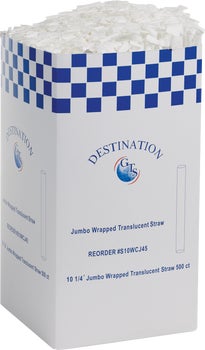 Vital International Solutions 10.25'' Jumbo Straw, Wrapped, Clear, 2000 ct