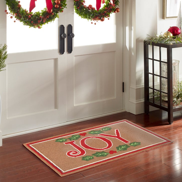 Hand Hooked Holiday Memory Foam Rug, Joy | Costco