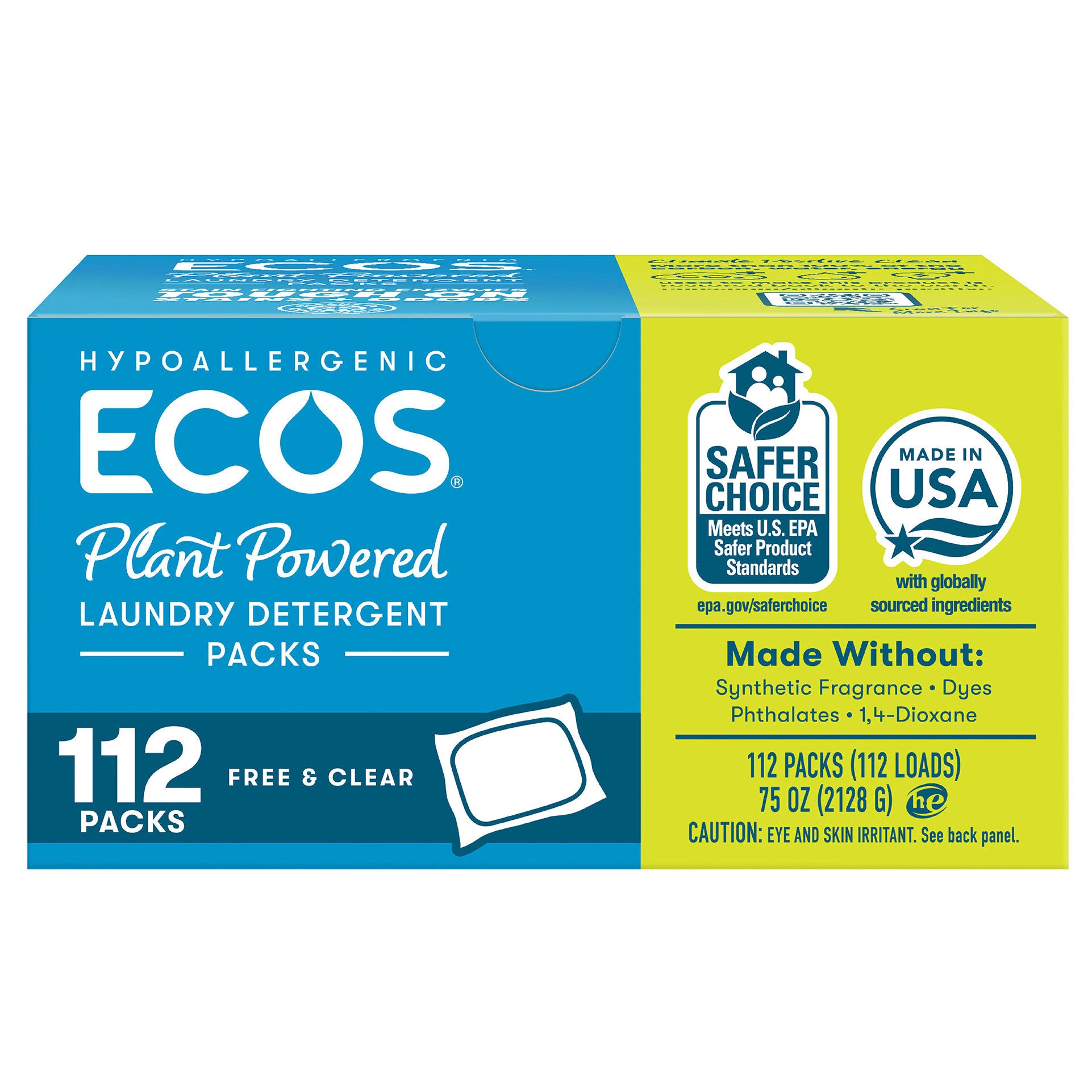 ECOS Laundry Detergent Packs, Free & Clear, 112-count | Costco