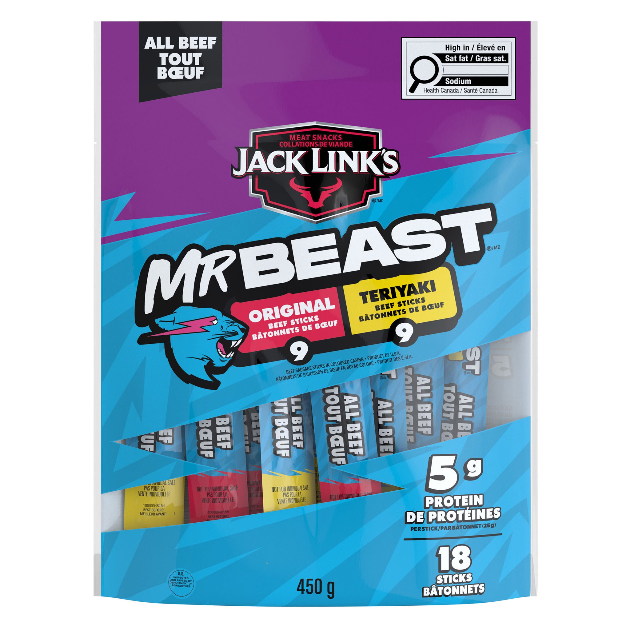Jack Link's MrBeast Beef Sticks, 18 x 25 g | Costco
