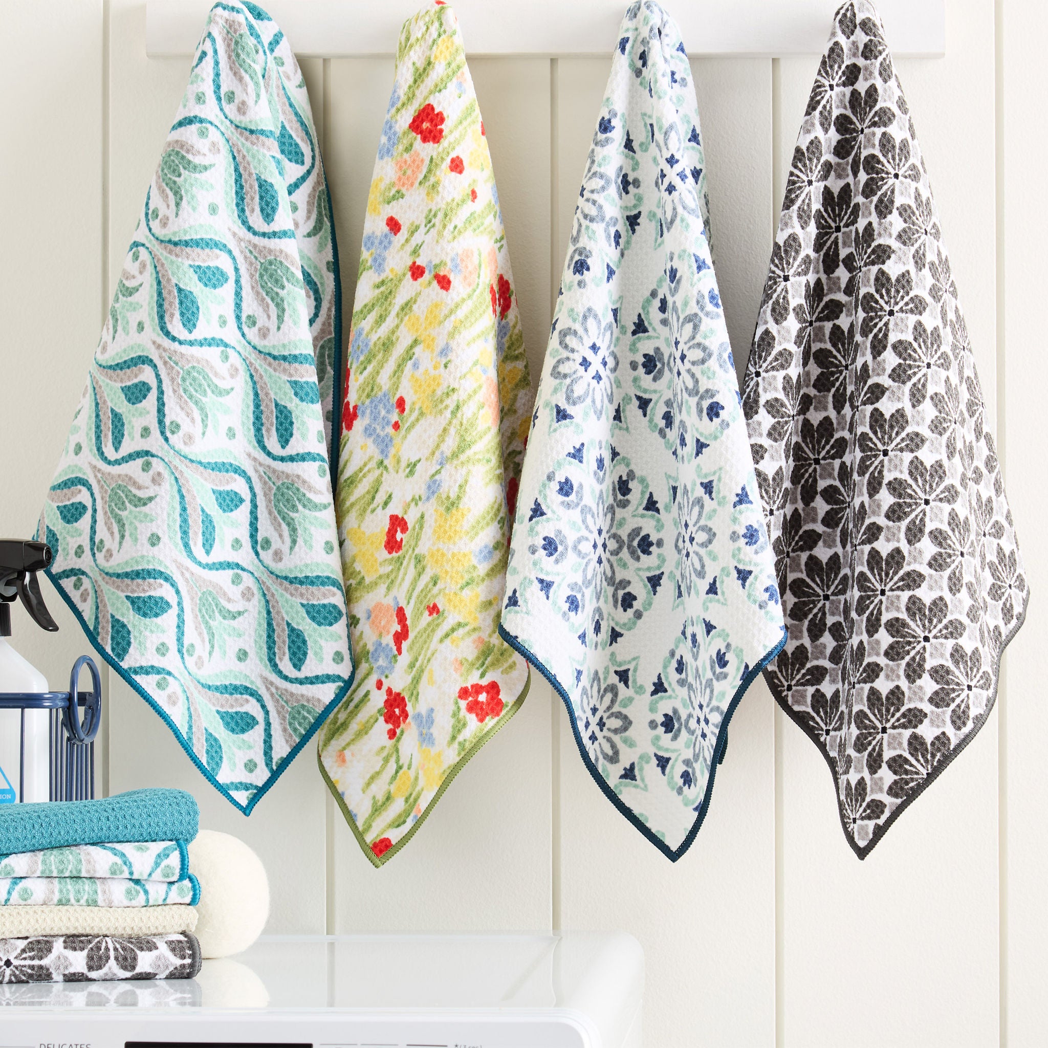 TOWN & COUNTRY MICROFIBER PRINTED KITCHEN TOWELS 8-PACK