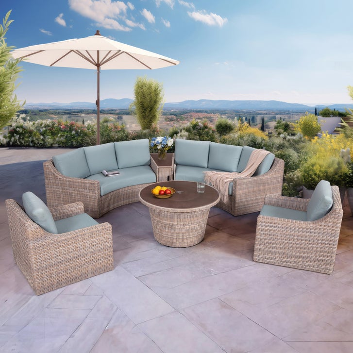 costco patio set with umbrella Replacement Canopy for 853331 Offset - Riplock 500 Audrey 6-piece Outdoor Patio Fire