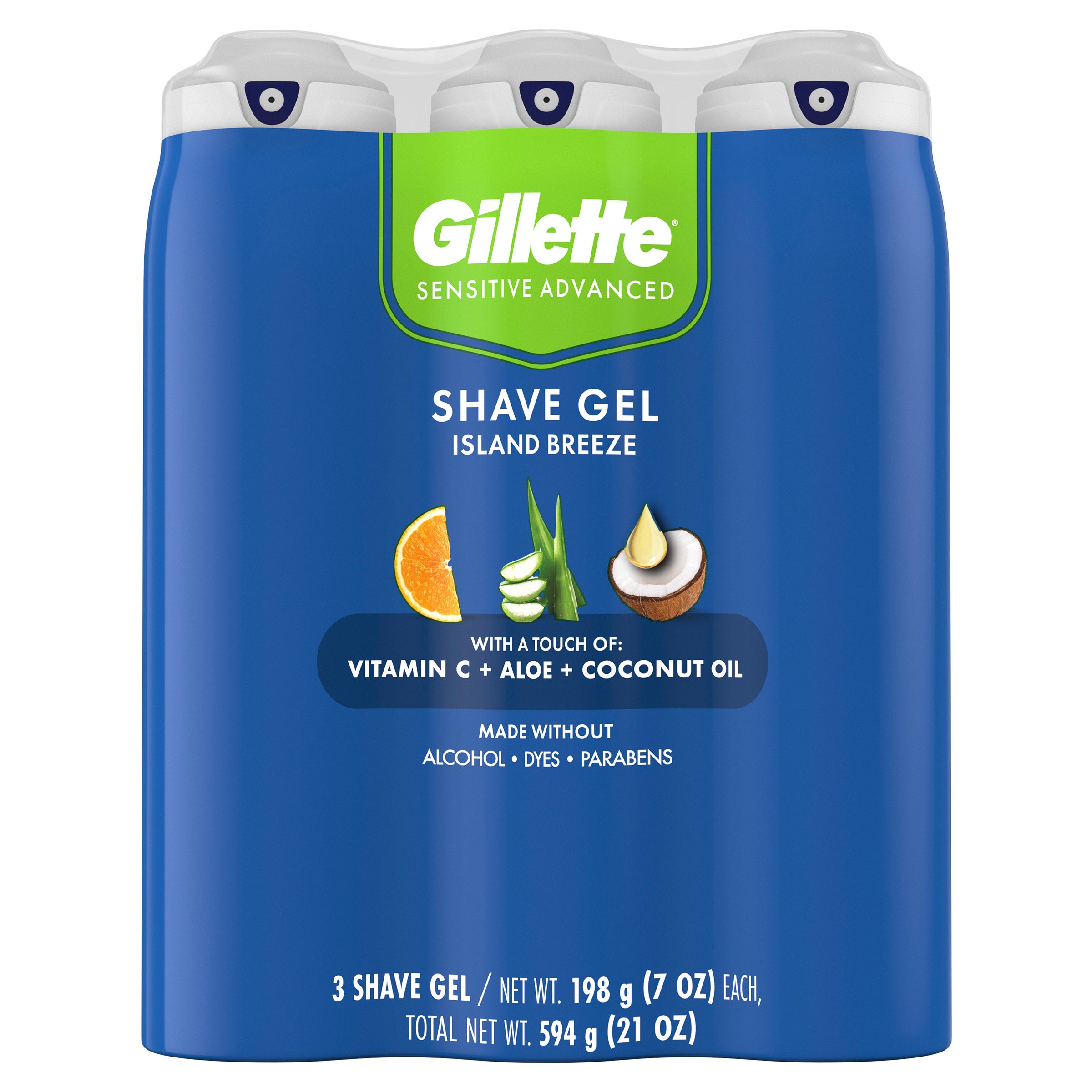 Gillette Island Breeze Shave Gel, 7 oz, 3-count | Costco