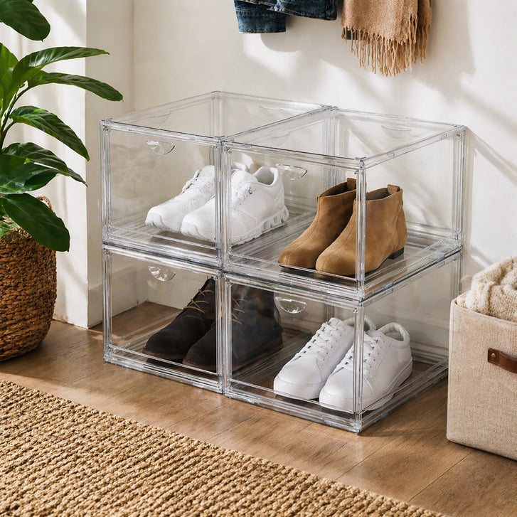 COSTCO コストコ クリアシューズボックス 4PACK ×2 Clear Stackable Shoebox & Organizer, 4-pack | Costco