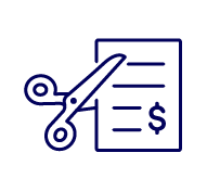 Scissors cutting an invoice