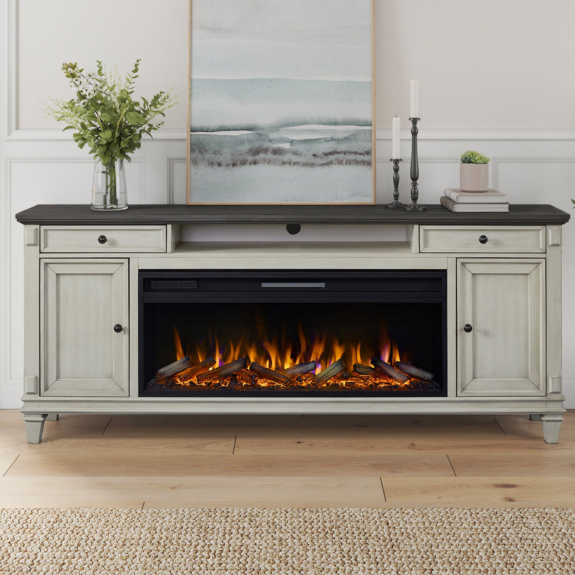 東芝電気コンロHP607型☆白あんどグレー激レア☆スペースエイジ☆スタイリッシュ Harrington 75.5” TV Console with Electric Fireplace | Costco