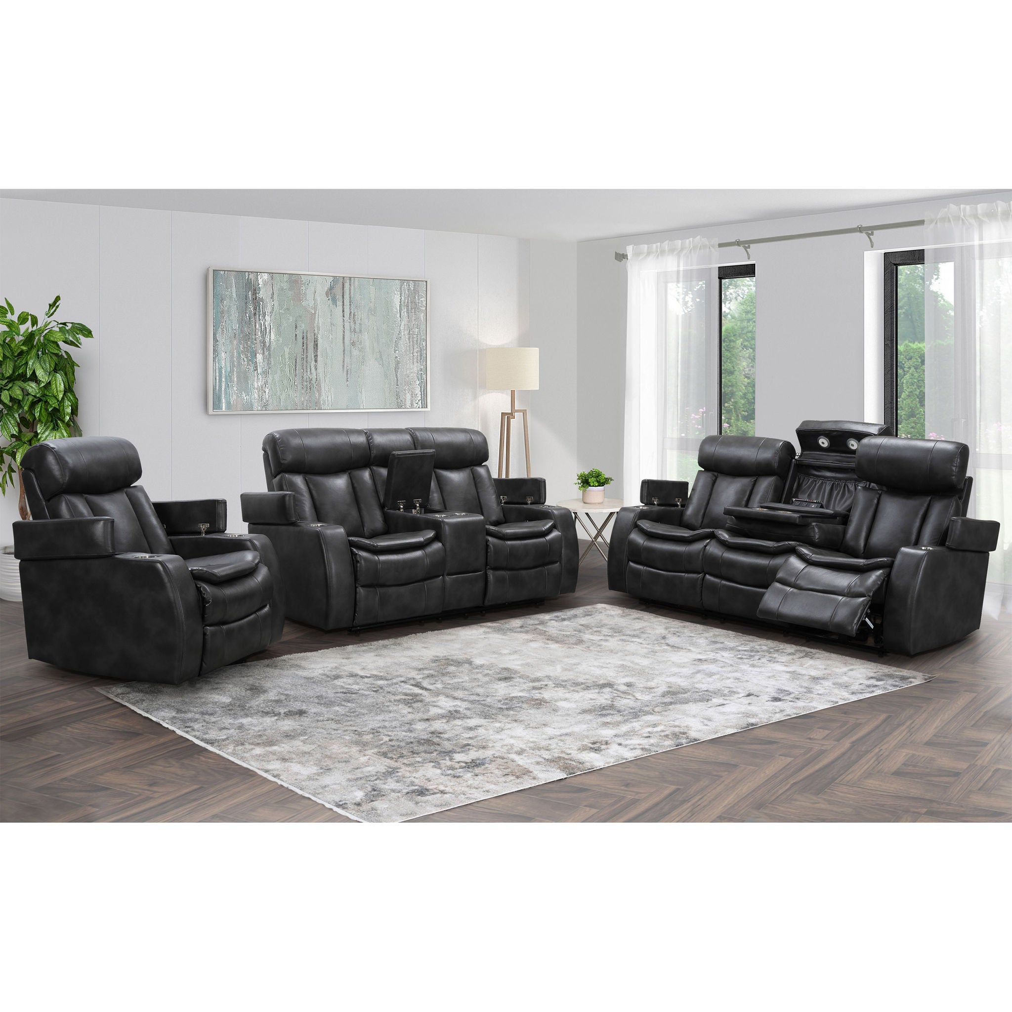 Zayne 3-piece Leather Power Reclining Set with Power Headrests