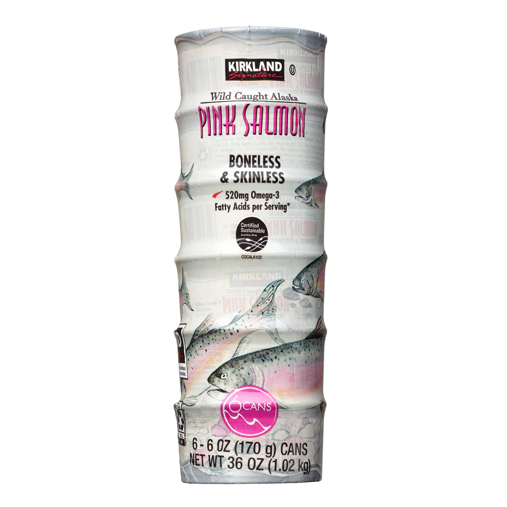 Kirkland Signature, Wild Alaskan Pink Salmon, 6 oz, 6-Count | Costco