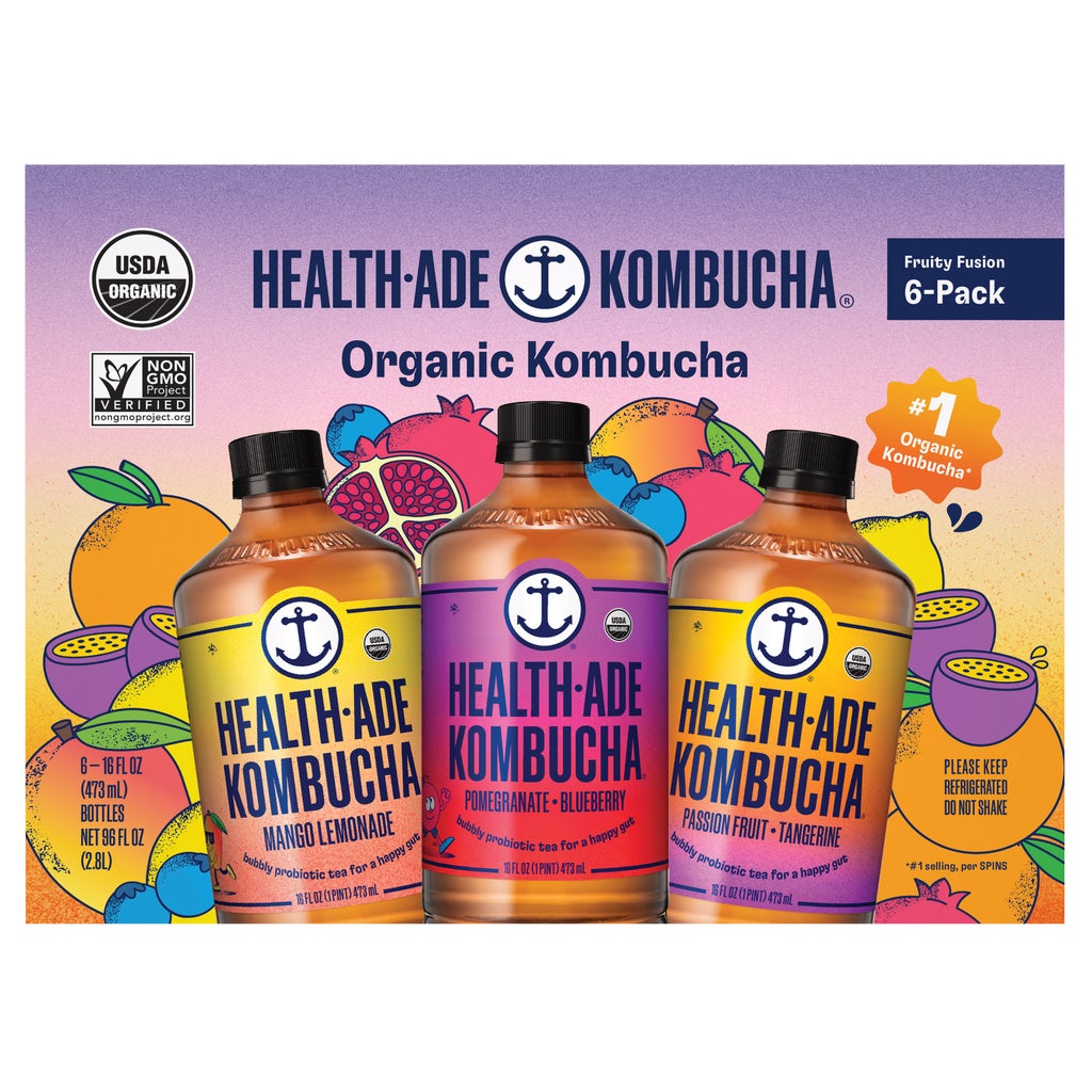 **Health-Ade** Organic Kombucha, Fruity Fusion, 16 fl oz, 6 ct
