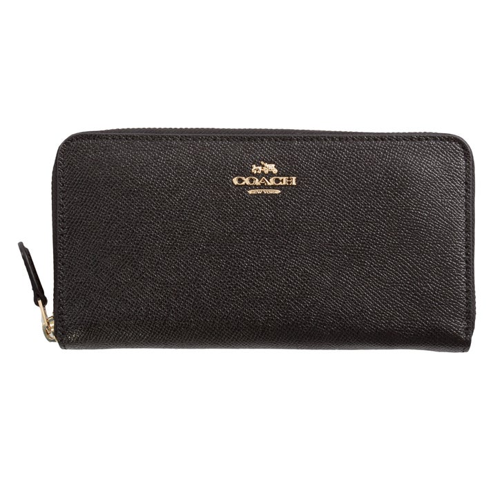 Coach Crossgrain Leather Accordion Zip Wallet, Black | Costco