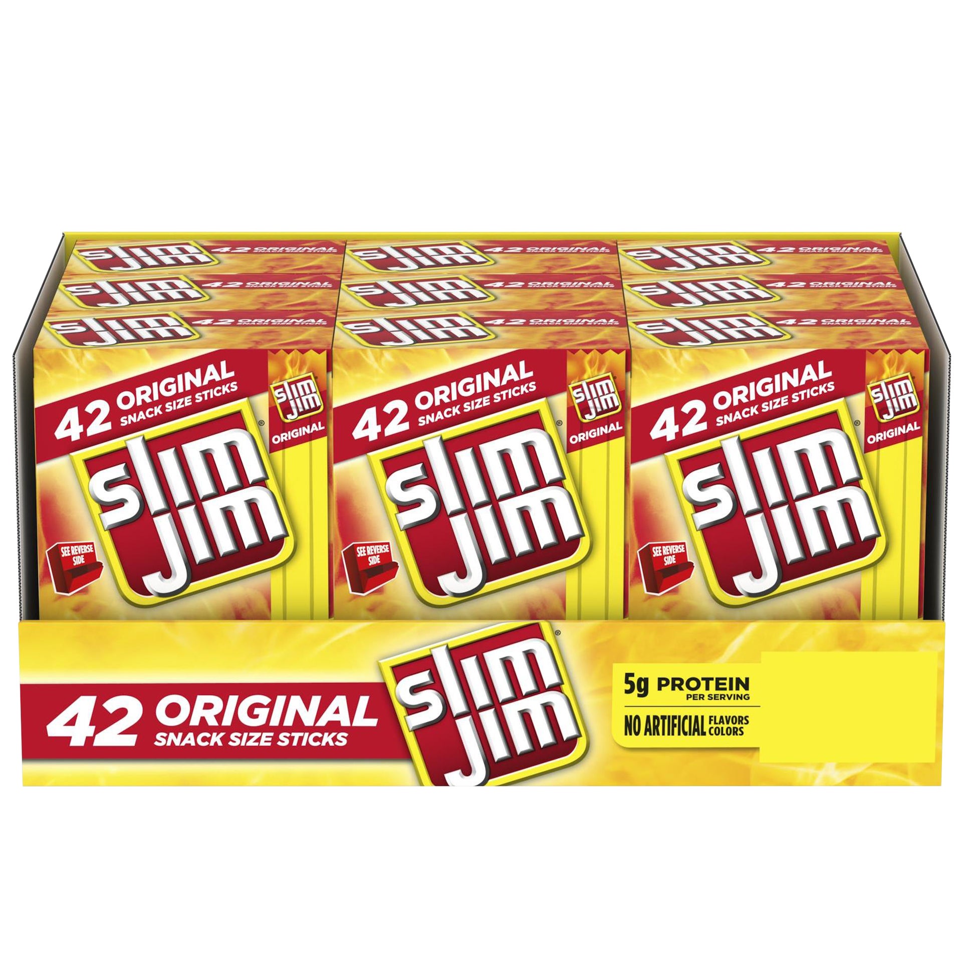 Slim Jim Snack Size Stick, Original, 0.44 oz, 42 ct | Costco