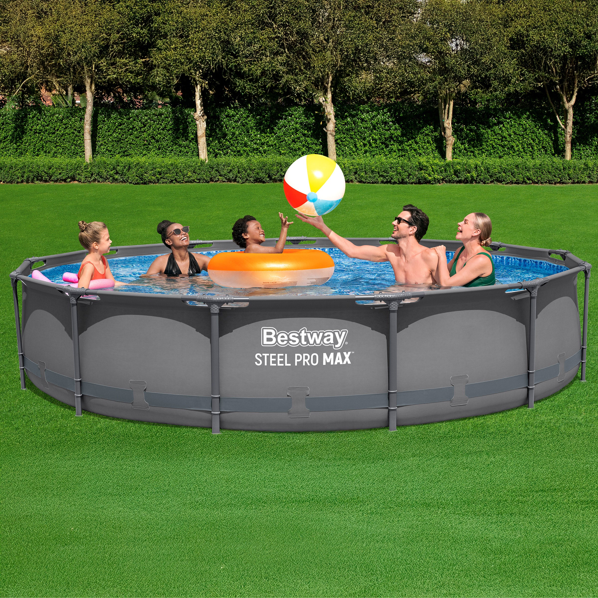 BADEL フード付きset upグレー Bestway Steel Pro MAX 13' x 30” Round Above Ground Pool Set | Costco
