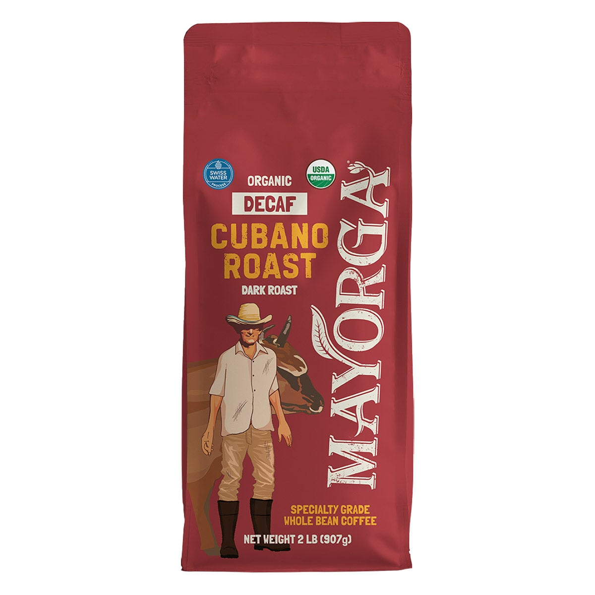 Mayorga Decaf Café Cubano Roast, USDA Organic, Dark Roast, Whole