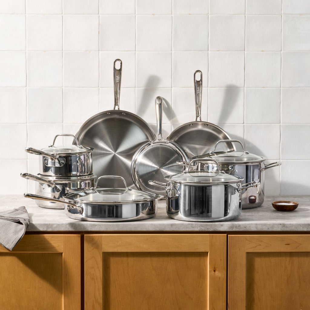 T-fal Tri-Ply 13-piece Stainless Steel Cookware Set | Costco