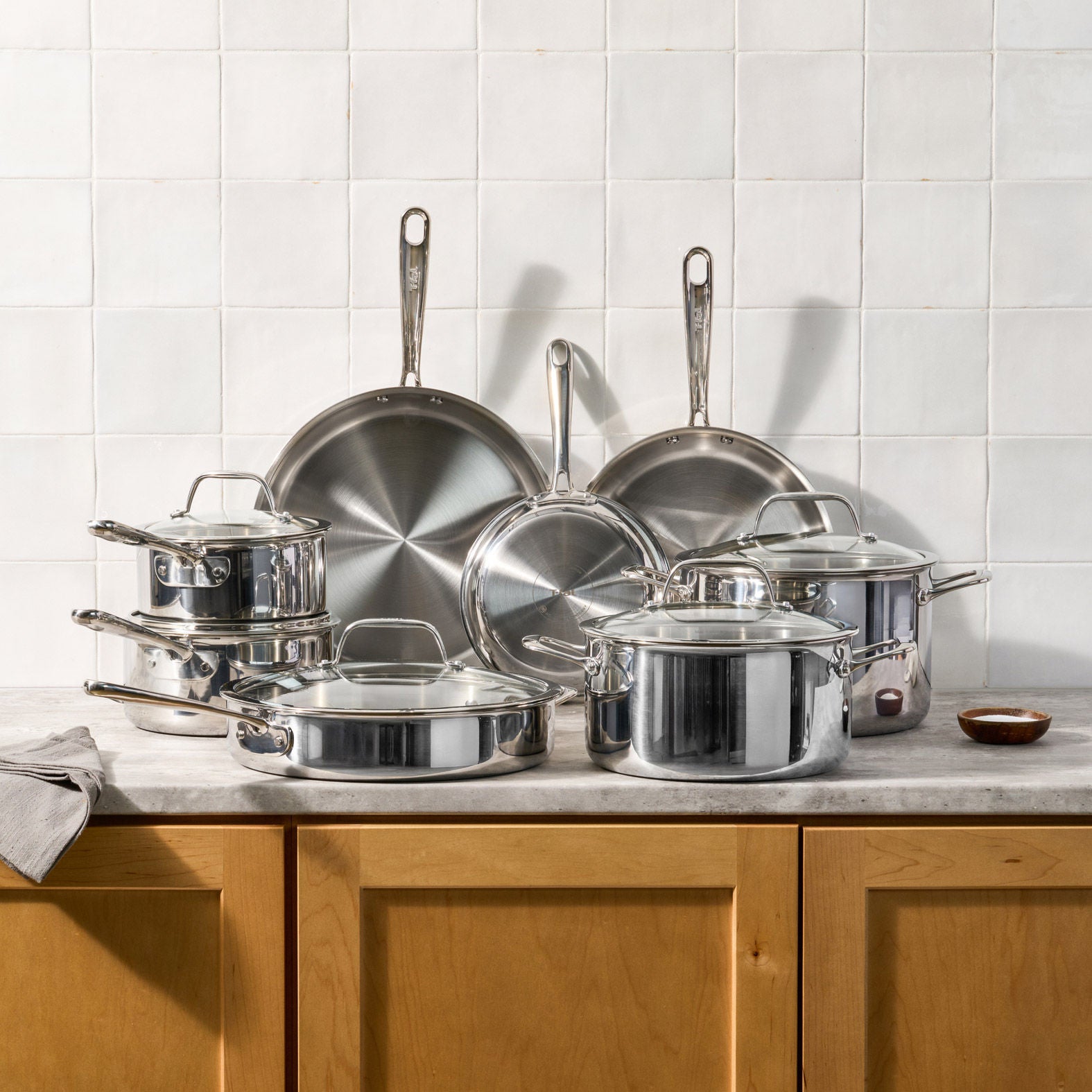 T-fal Tri-Ply 13-piece Stainless Steel Cookware Set | Costco