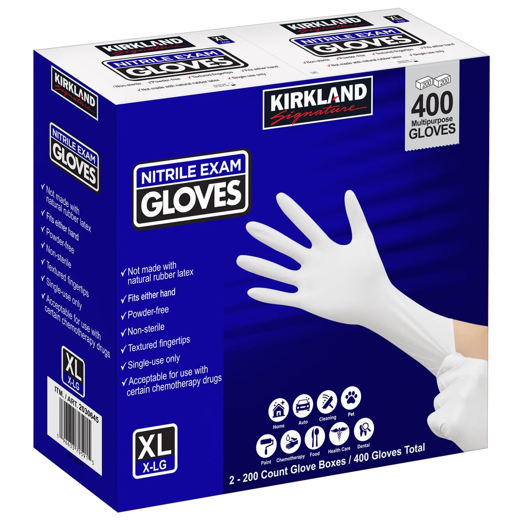 Kirkland Signature Nitrile Exam Gloves, Extra Large, 400 ct | Costco