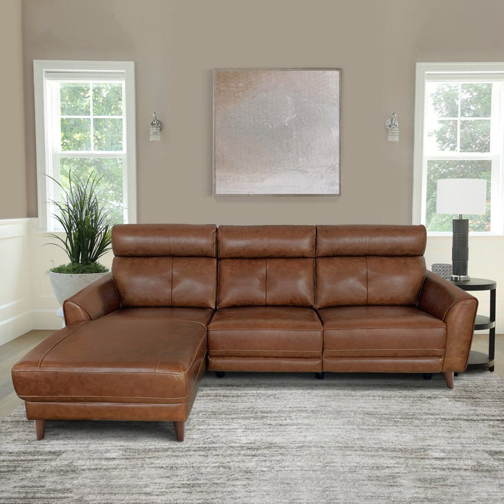 Brevin Leather Power Reclining Sectional | Costco