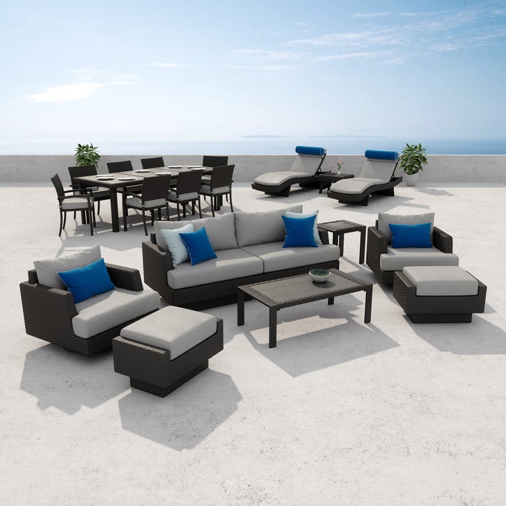 costco patio umbrella portofino PURPLE LEAF Cantilever 9' X 12' Heavy Duty Umbrella Grey and versatile shade Portofino Repose 19-piece Outdoor Patio