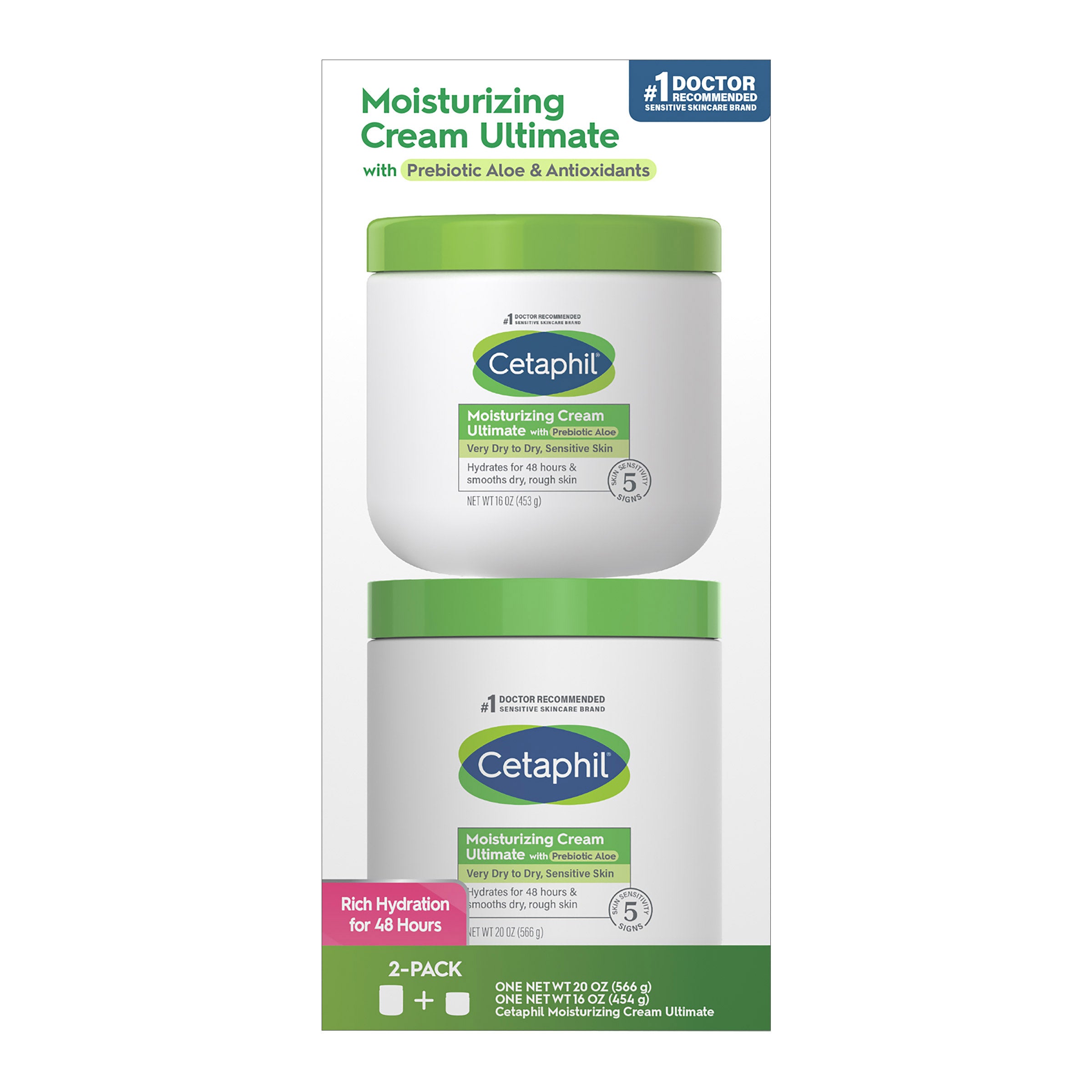 Cetaphil Moisturizing Cream Ultimate with Prebiotic Aloe, Very Dry