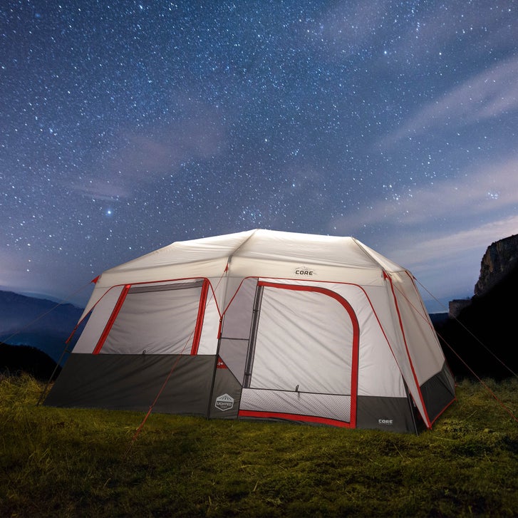 CORE Equipment 10 Person Lighted Instant Cabin Tent with Awning