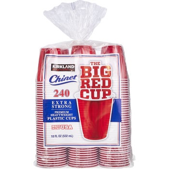 Kirkland Signature Plastic Cold Cups, Red, 18 oz, 240 ct