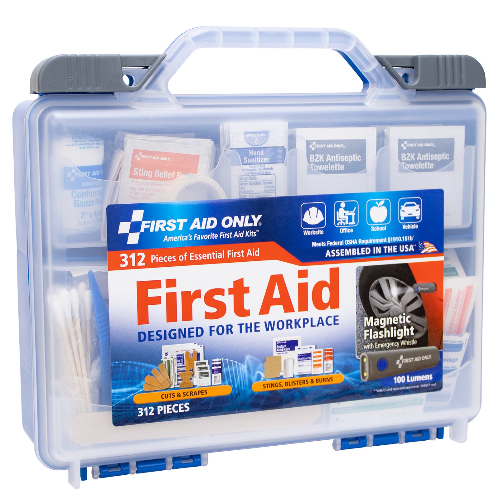 First Aid Only, Workplace First Aid Kit with Flashlight, 312