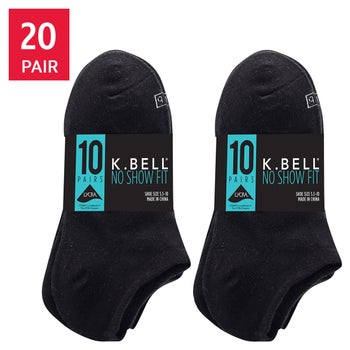 K Bell Women's No Show Sock, 20 pair