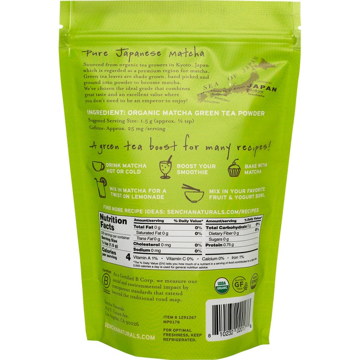 Matcha Powder Menu Organic Matcha 100% Japanese Green Tea Powder, 12 oz | Costco