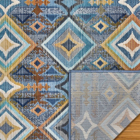 Sierra Indoor/Outdoor Area Rug, Karok Blue, 7’10” x 10’ | Costco