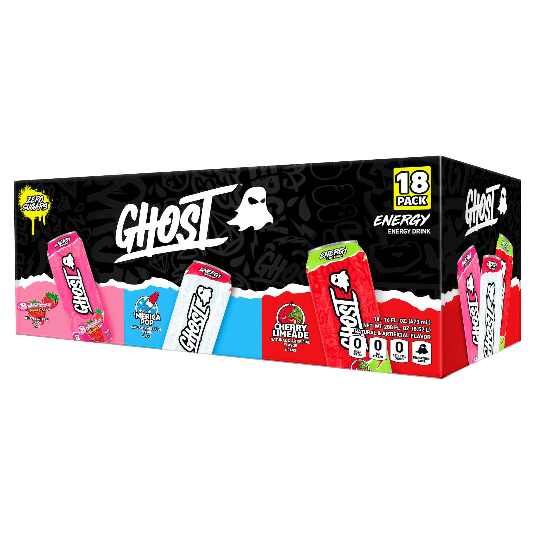 Ghost Energy Drink, Variety Pack, 16 fl oz, 18-count