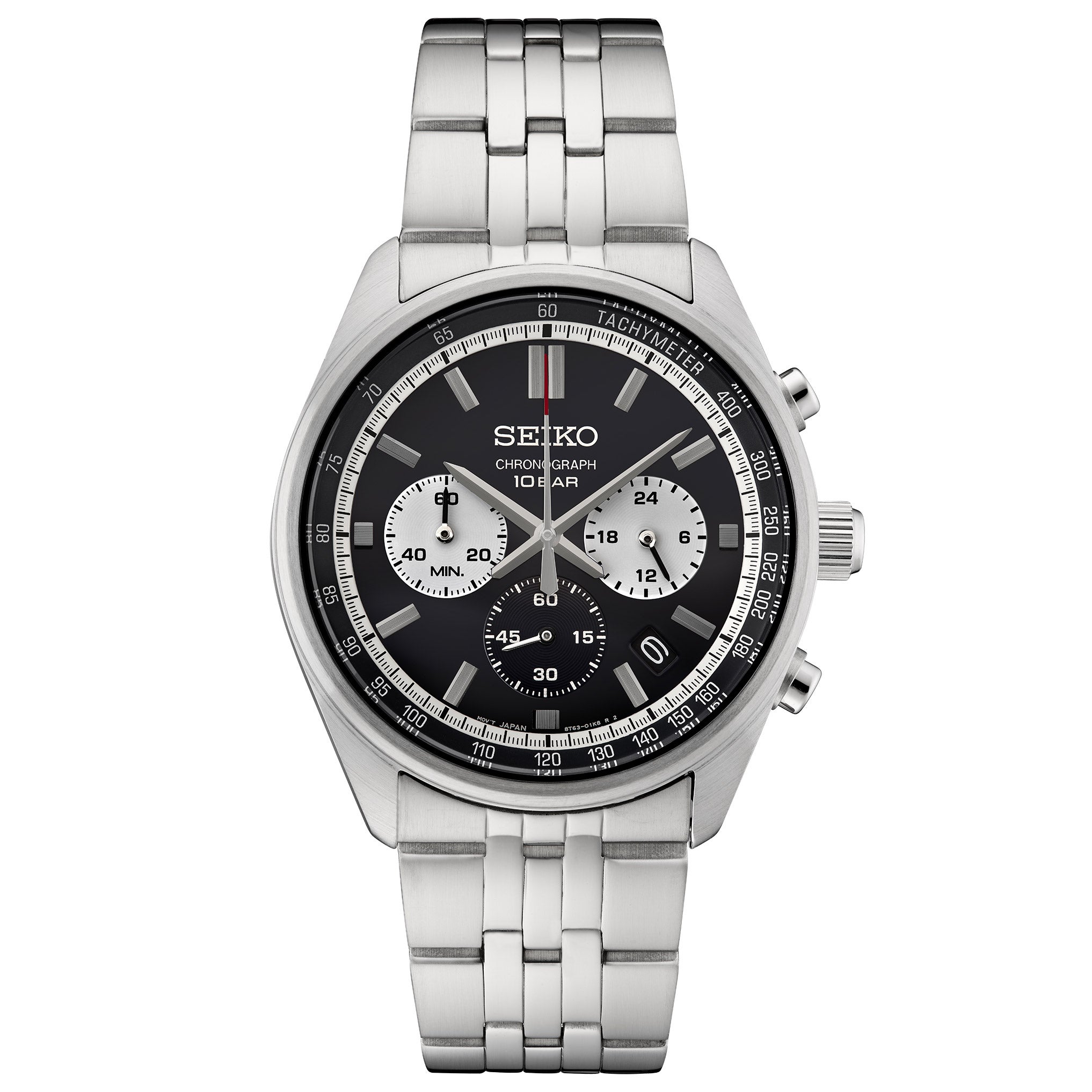SEIKO CHRONOGRAPH 50M 7t91-0ca0 メンズ 腕時計 Seiko Stainless Steel Black Dial Chronograph Men's Watch, 41.5mm