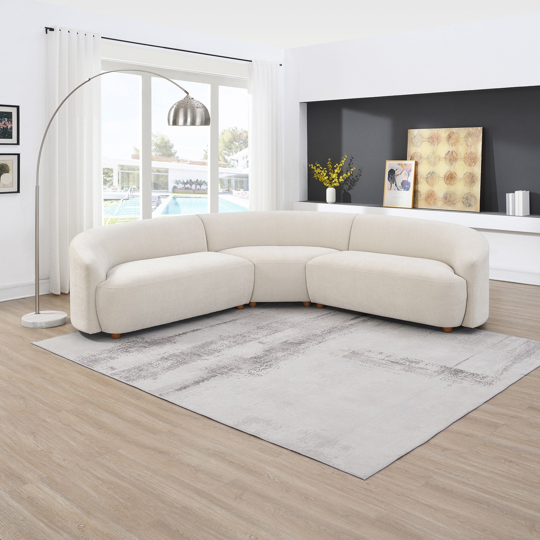 COTY コティ　COMPLICE de FLANCOIS 185.06 Dolen Curved Fabric Sectional | Costco