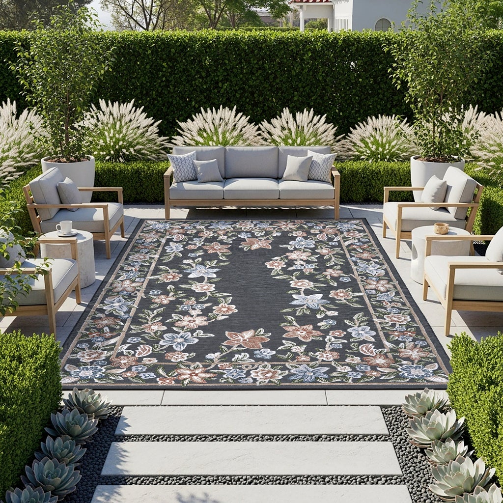 Laguna Indoor/Outdoor Area Rug, Beta Black, 6'6