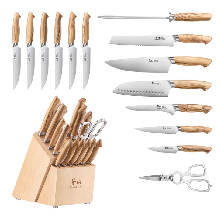 Cangshan OLIV Series Swedish Steel 15-Piece Knife Block Set, Maple