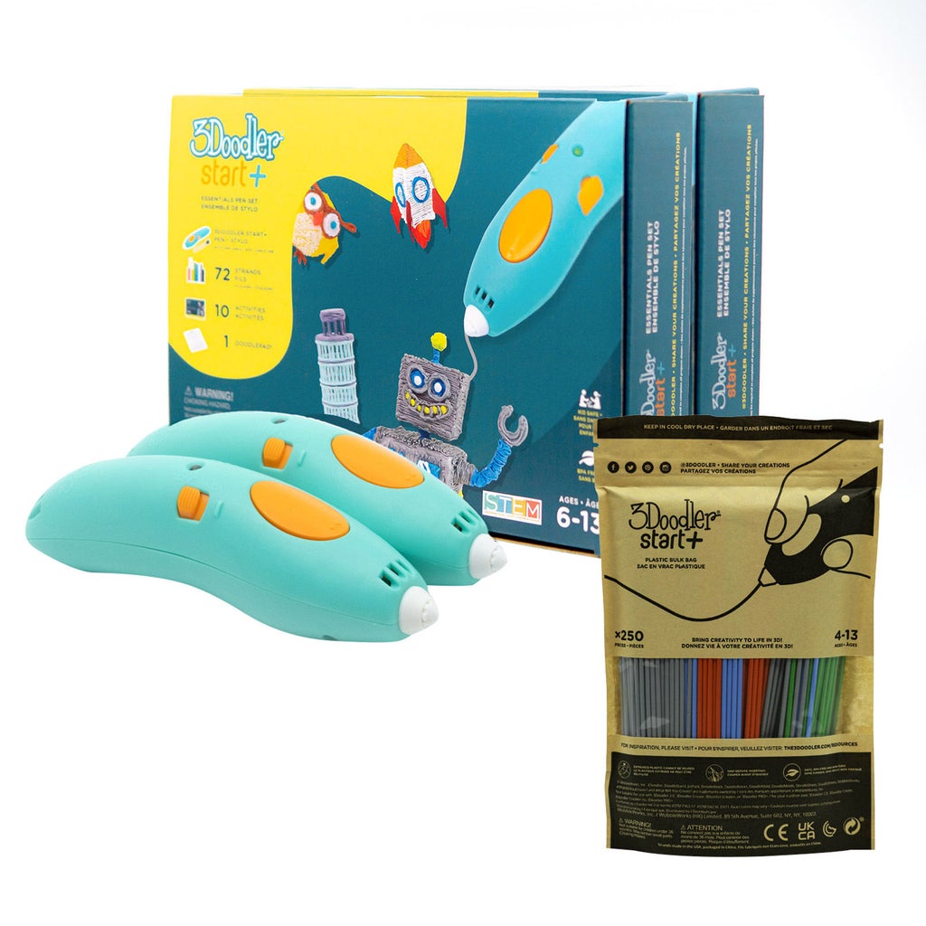3Doodler Start+ 3D Pen Twin Pack Bundle with Bonus Refills