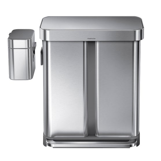 simplehuman 58L Dual Compartment Step Can with Compost Caddy and