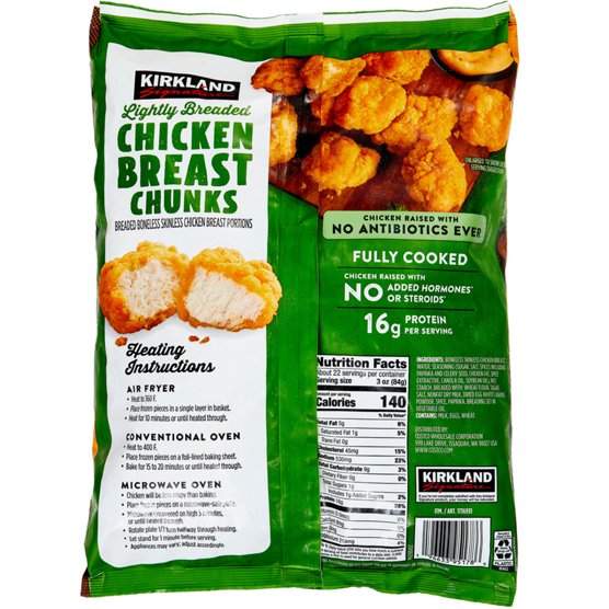 Kirkland Signature Lightly Breaded Chicken Breast Chunks, Boneless ...