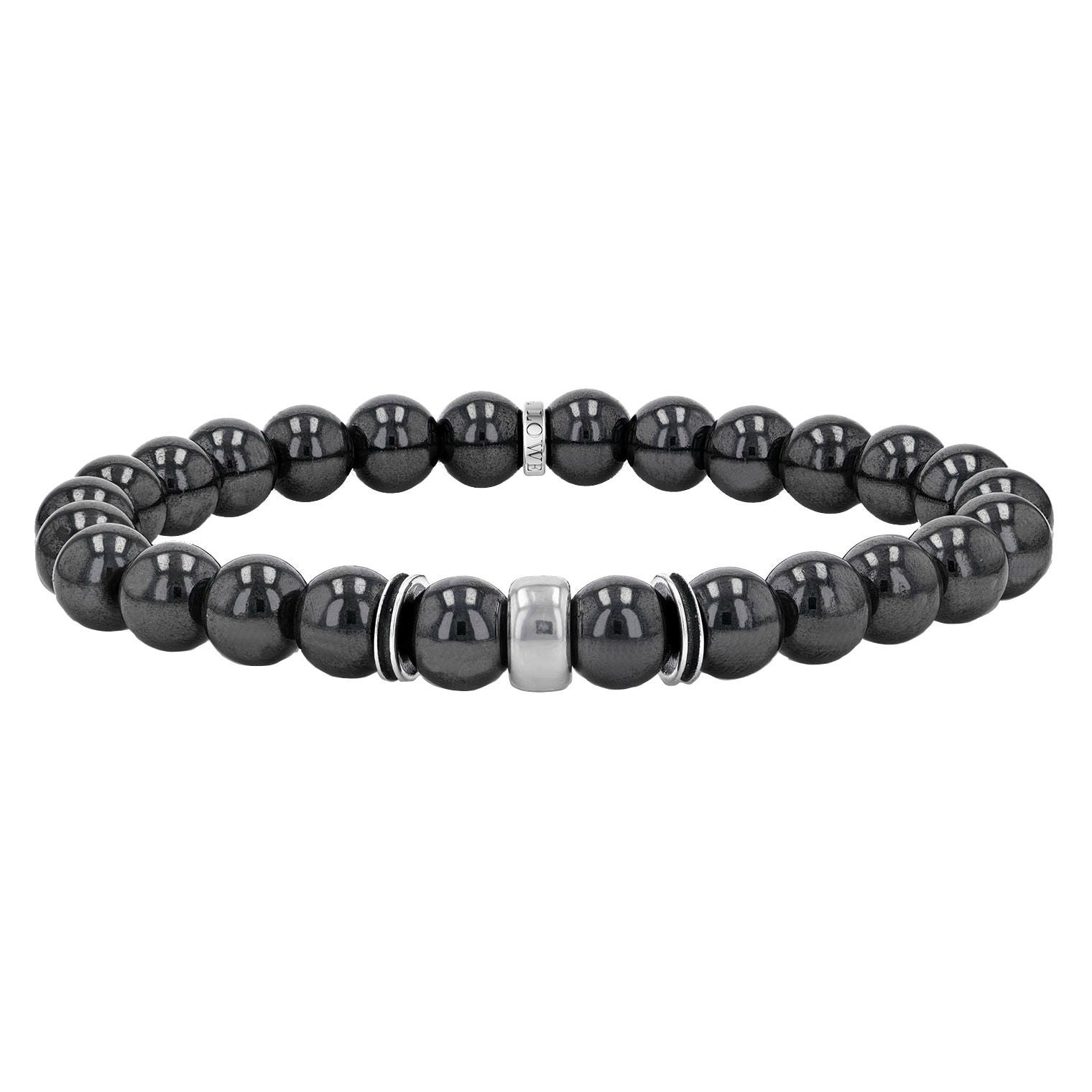 Mr. Lowe by Sheryl Lowe Hematite Beaded Bracelet with Sterling