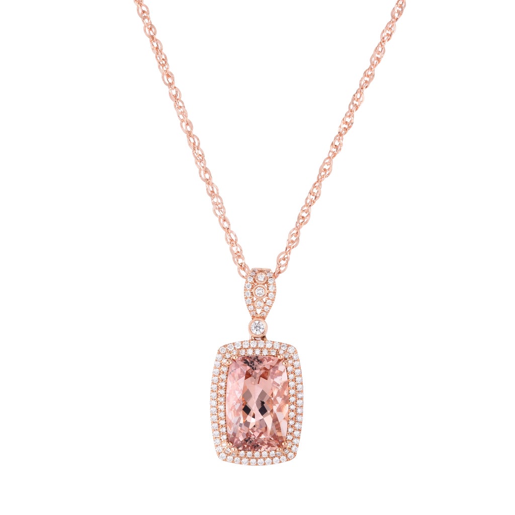 Morganite and Diamond 18kt Rose Gold Pendant | Costco
