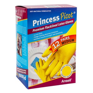 Princess Picot Medium Latex Multi-purpose Gloves 12 pairs