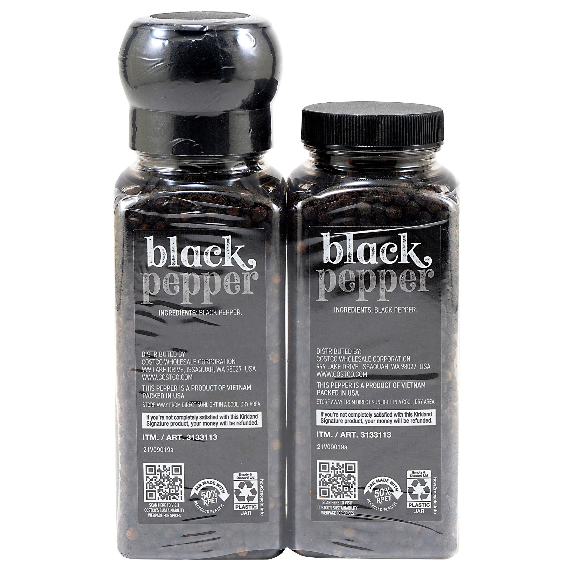 Kirkland Signature, Black Pepper with Grinder, 6.3 oz, 2-Count