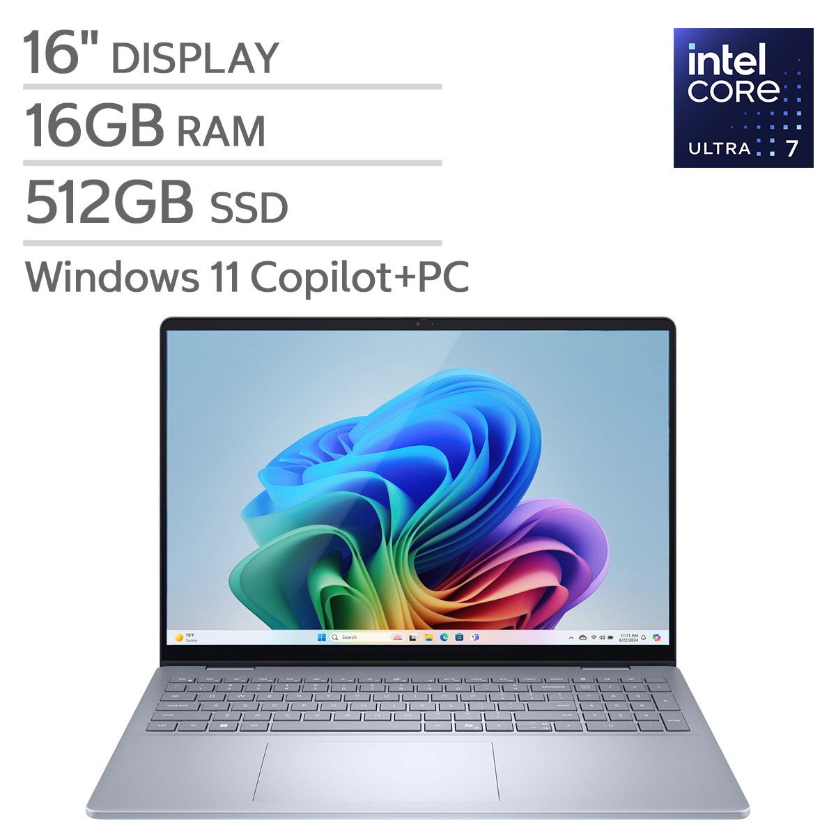 Dell Plus 16" Touchscreen Laptop — Intel Core Ultra 7 256V Processor