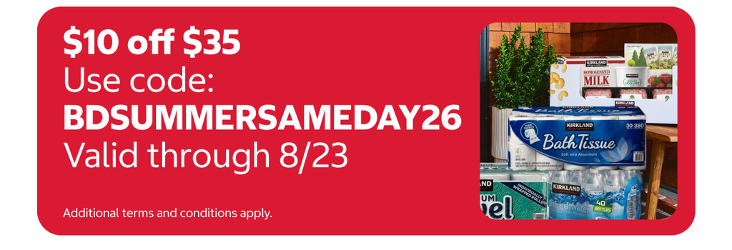 $10 off $35 use code: BDSUMMERSAMEDAY26 valid through 8/23