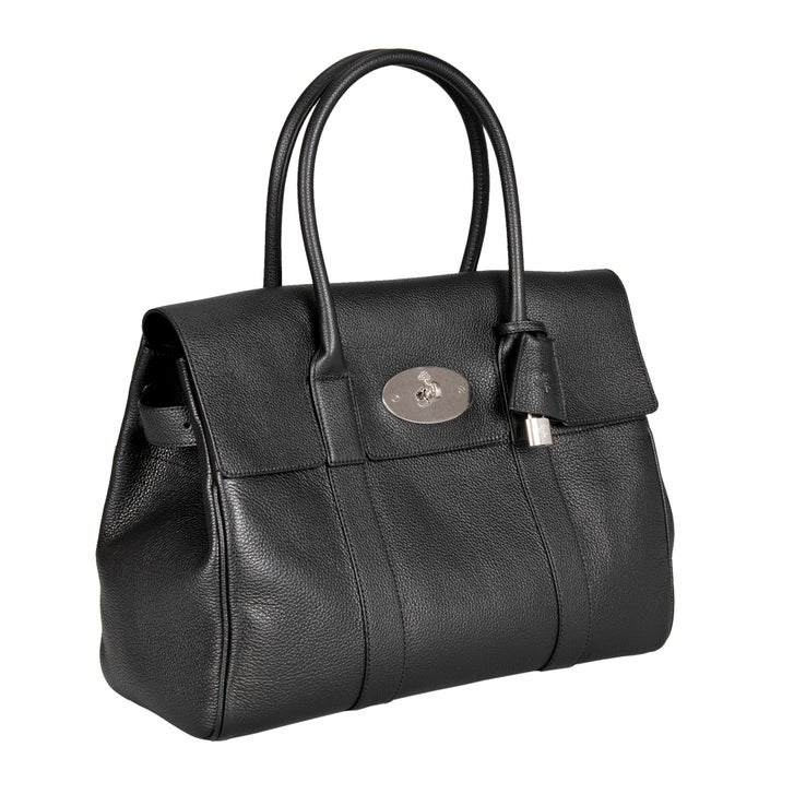 バッグ Mulberry Bayswater Handbag Leather Black Mulberry Small Bayswater Grain Leather Bag, Black | Costco