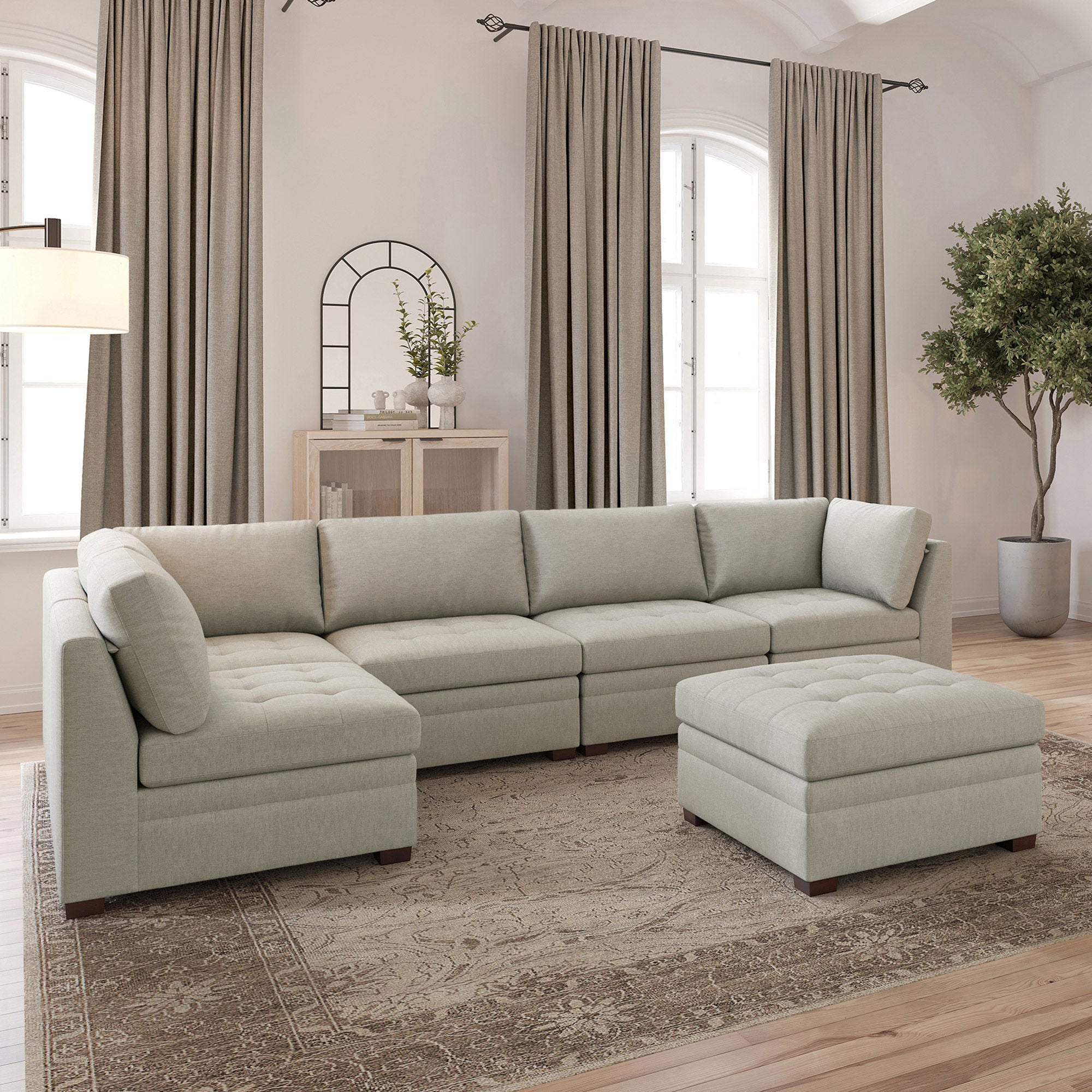  Thomasville Tisdaleモジュラーソファ 6ピース Thomasville Tisdale Modular Sectional 6-piece Beige with Storage