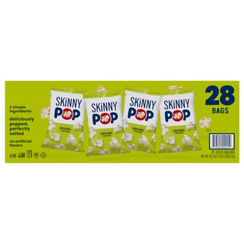 SKINNYPOP Popcorn, 0.65 oz, 28 ct