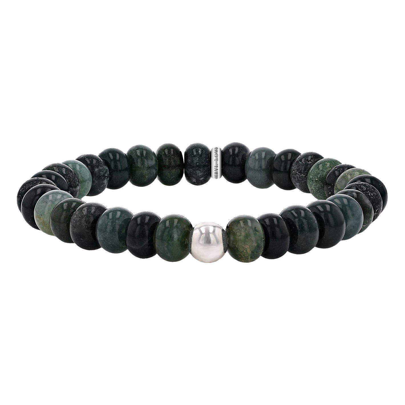 Sheryl Lowe Moss Agate 8mm Beaded Bracelet with Smooth Round