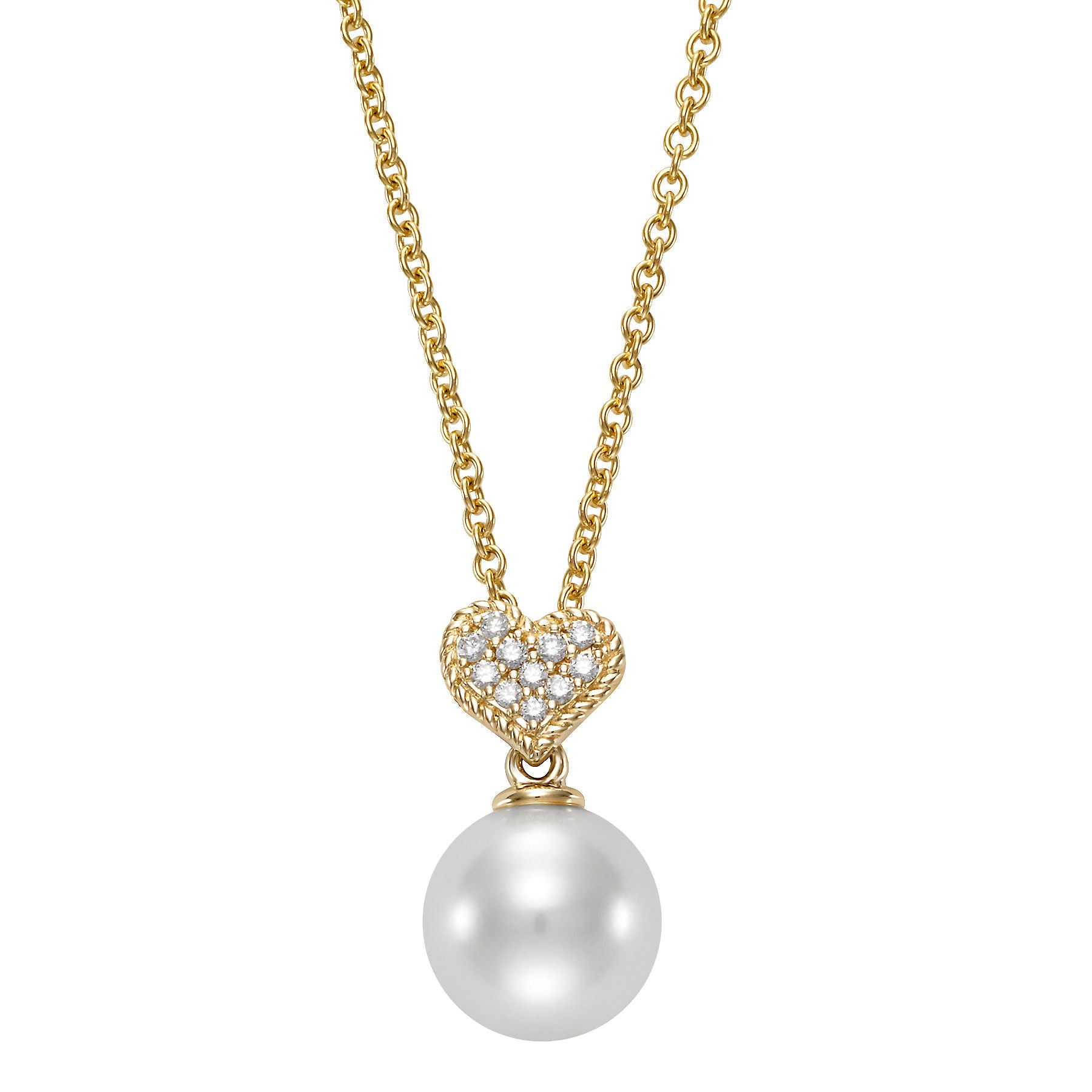 Freshwater Cultured 8-8.5mm Pearl & Diamond 14kt Yellow Gold