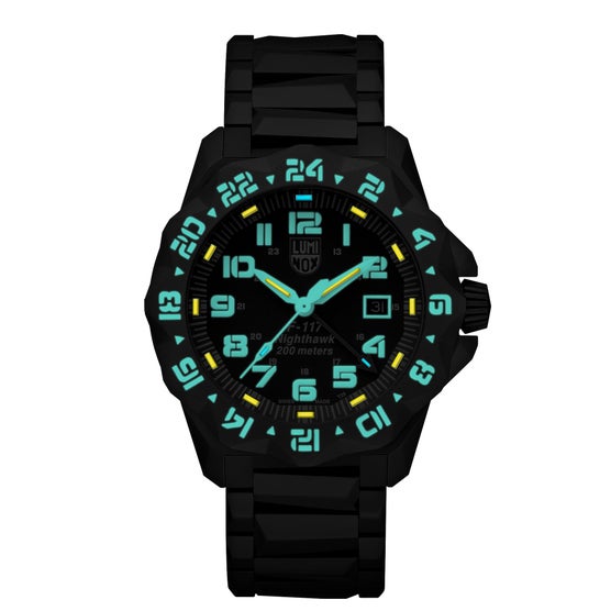 Luminox Nighthawk Black Stainless Steel Men's Quartz Watch, 44mm
