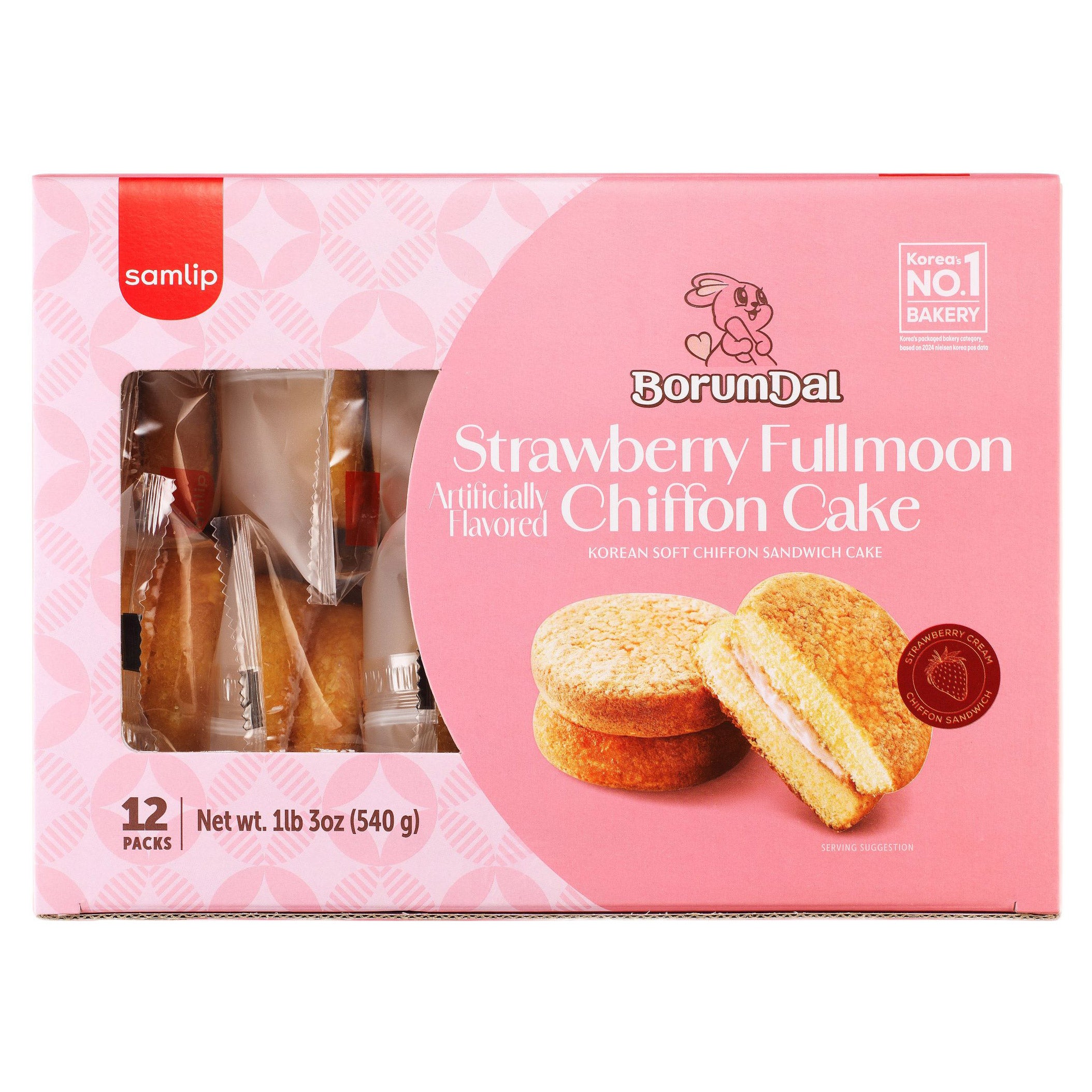 SAMLIP CHIFFON CAKE STRAWBERRY 12 COUNT 19.04 OUNCES